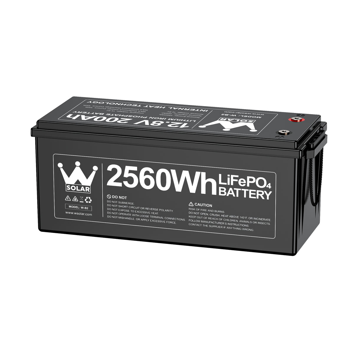 W SOLAR 12V 200Ah Internal Heating LiFePO4 Lithium Battery